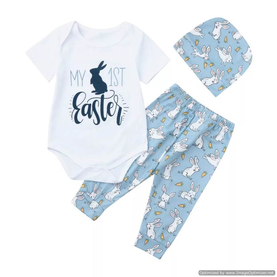 Bunny Lettered Print Shirt+Pant+Cap - Elite Kids