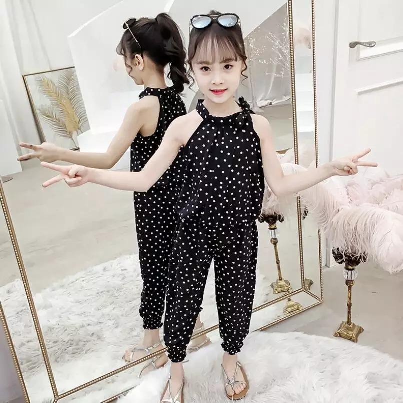 Sleeveless Polka Dot Shirt + Pant summer dress for girls - Elite Kids