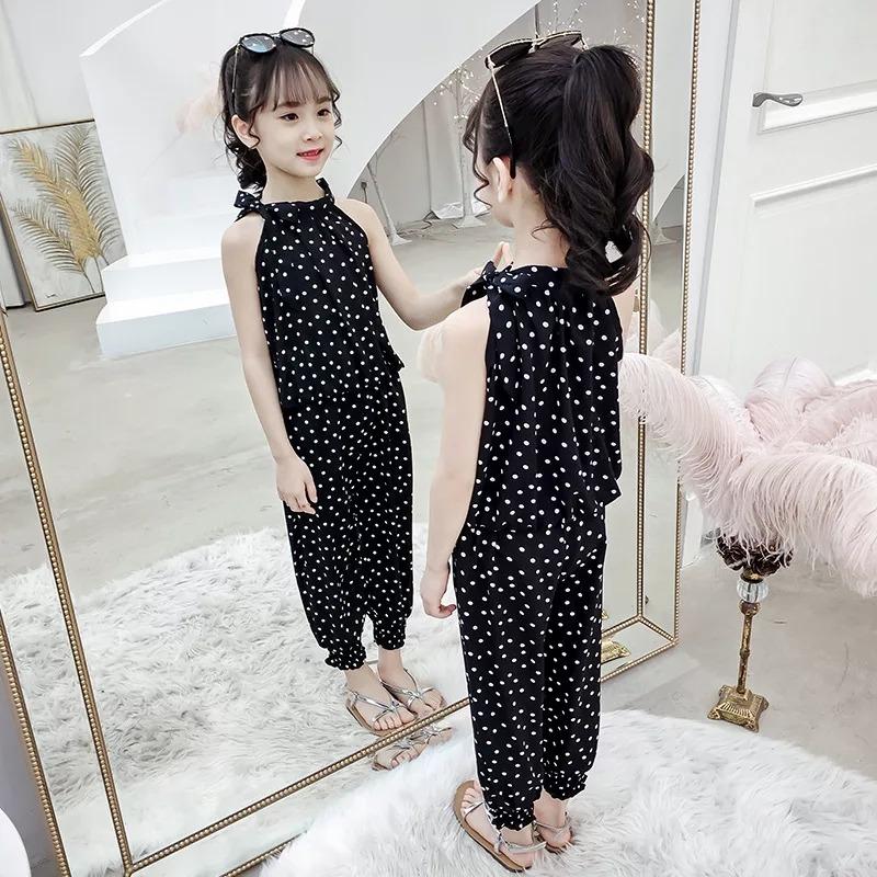 Sleeveless Polka Dot Shirt + Pant summer dress for girls - Elite Kids