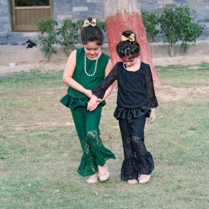STRETCHABLE NET JARSI STYLISH FROCK FOR GIRLS Black