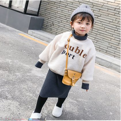 Wool sweater shirt with inner and pencil skirt dress for girls