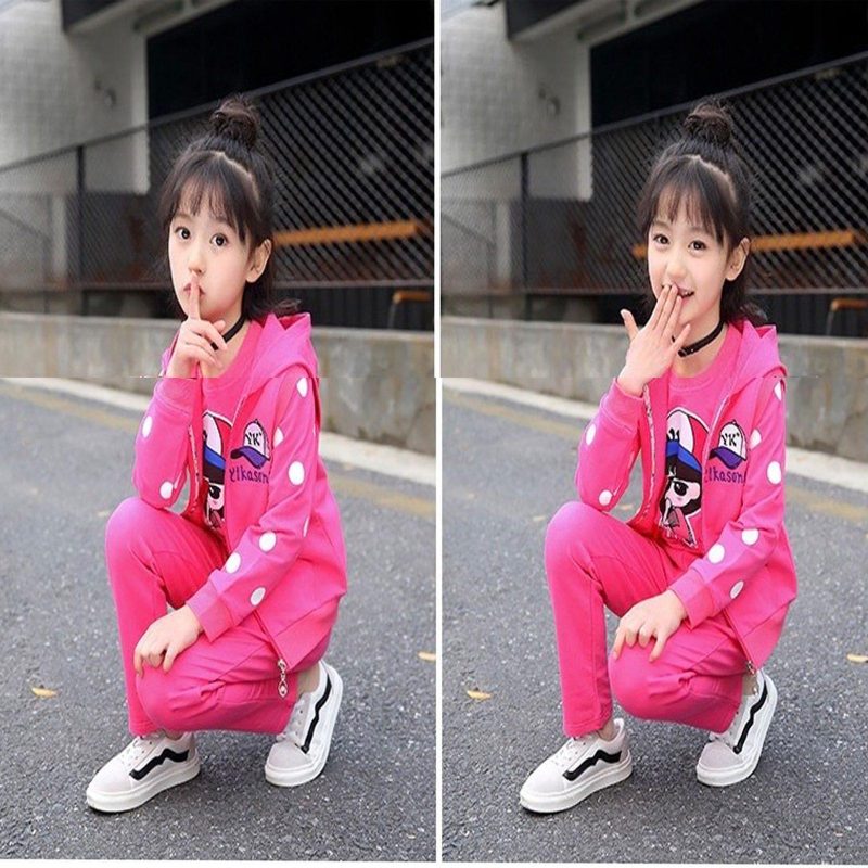 3 pcs Fleece Hoodie + T-shirt + pant tracksuite winter dress for girls warm stuff - Image 7