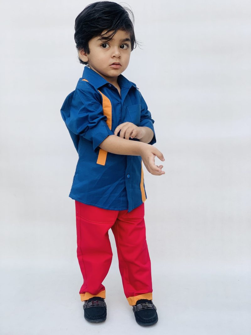 Casual style cotton shirts and pents full sleeves dress for girls and boys