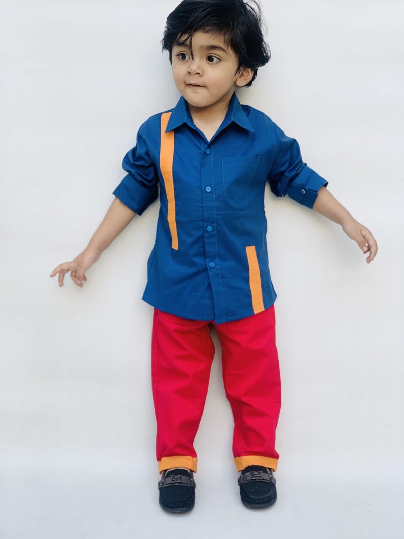 Casual style cotton shirts and pents full sleeves dress for girls and boys - Image 2