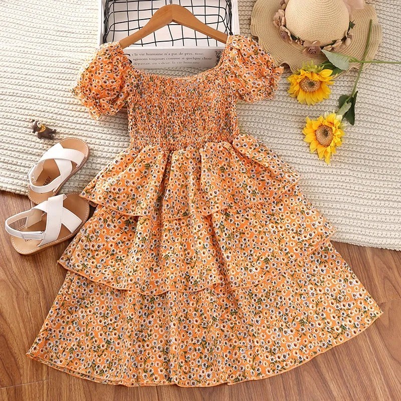 Flower style floral layered frock summer dress for girls Elite Kids