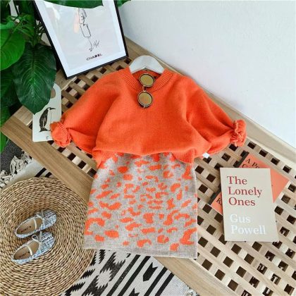 korean style sweater look top with skirt outfit dress for girls