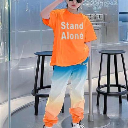 Korean style long trouser with glitter  shirt dress for boys