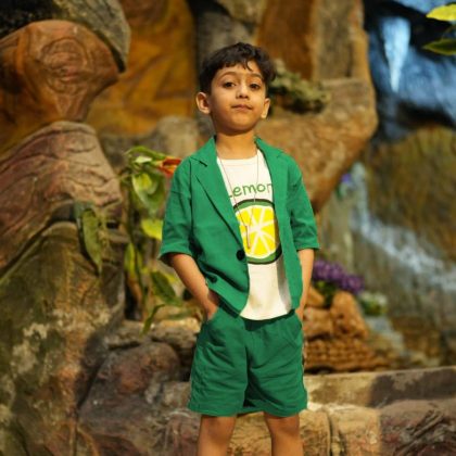 3Pcs Dress Coat+Lemon Printed Shirt With Short Dress For Boys