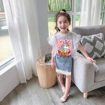 Unicorn style denim skirt ball gown dress summer dress for girls