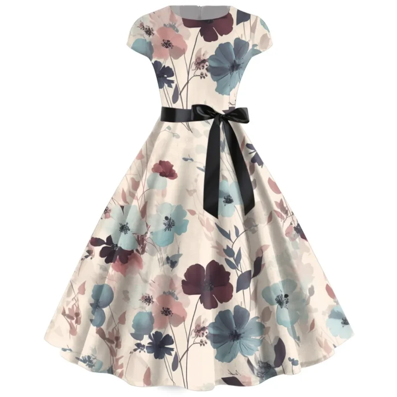 Casual floral print party dress for girls