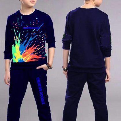 Multi colour print shirt and trouser dress for girls and boys